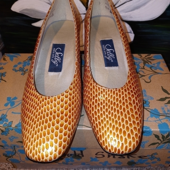 Vintage Selby bamboo yellow snakeskin shoe 5.5 - Picture 9 of 11
